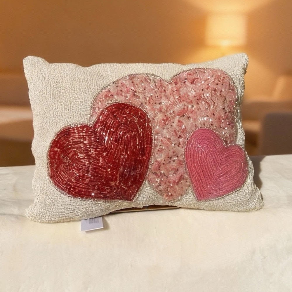 Celebrate Together Valentine’s  Heart Design Decorative Pillow - Red and Pink